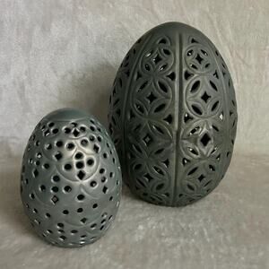 Set of Exquisite Hand-Carved Ceramic Egg Lanterns